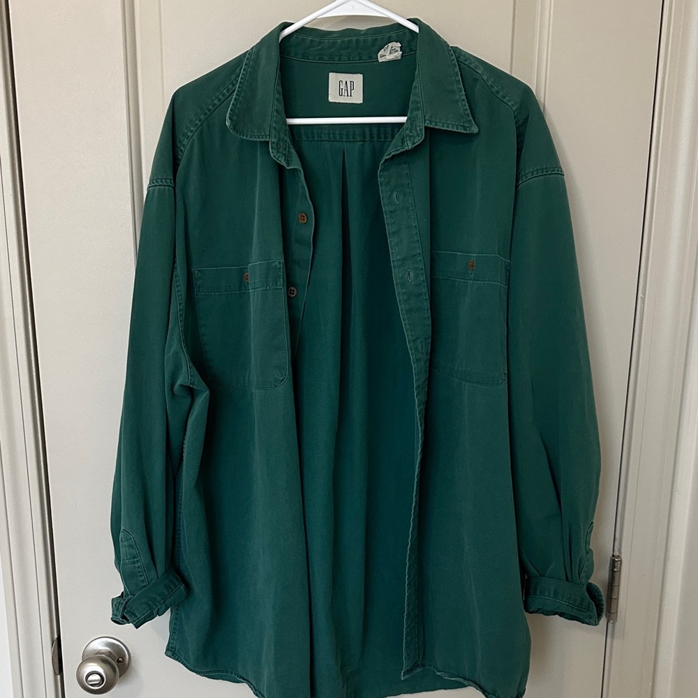Vintage GAP Men's Green Shirt